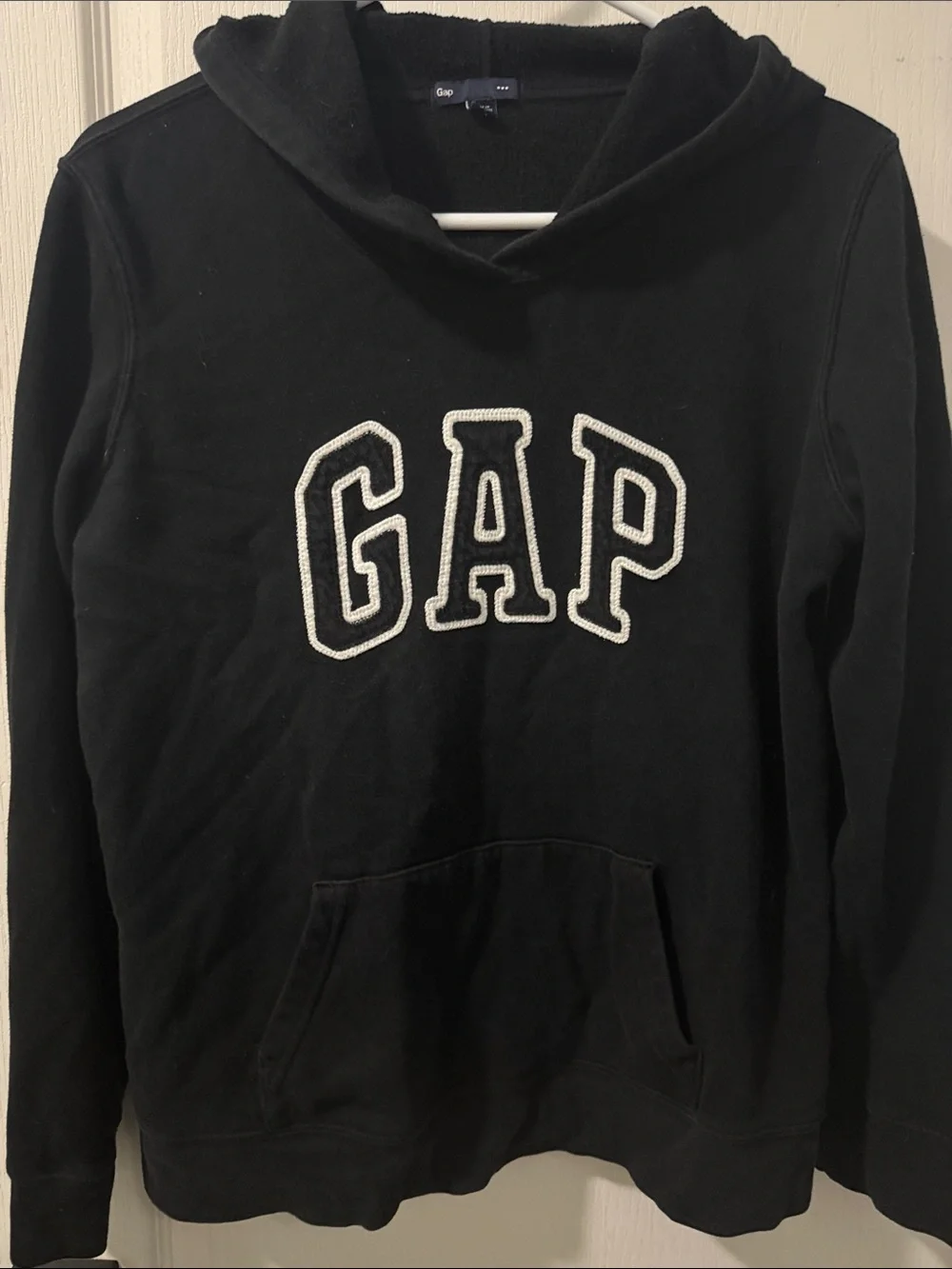 GAP Black Hoodie with White Appliqué Logo